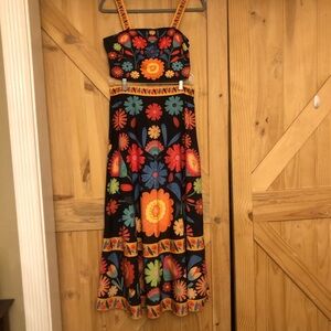 Floral Maxi Skirt With Halter Top Bright Bold Colors Womens L